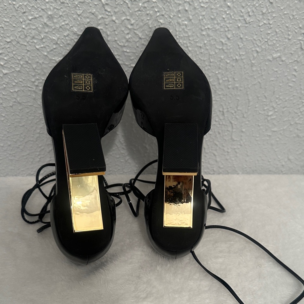 Jeffrey Campbell Demi d'Orsay pump in Black Patent finish with gold- tone Heels - Picture 5 of 15